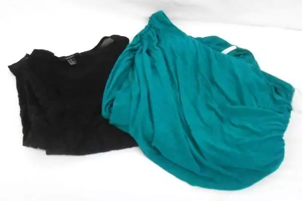2 Tops Studio Y Teal 1 Shoulder Ruched Black Forever 21 Lace Tank Women's M