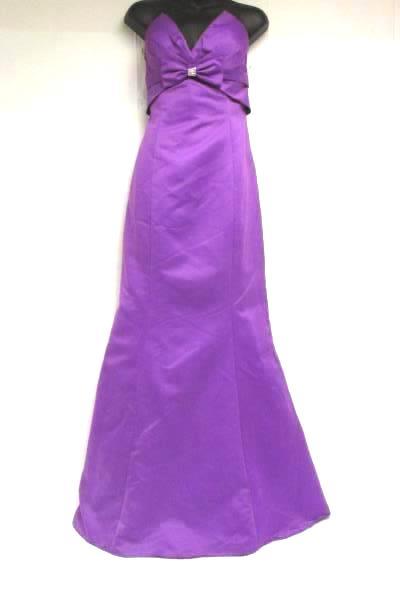 Metoo Purple Stap Bridesmaid Dress Font Bow and Crystals Size 12 Lace Up Back