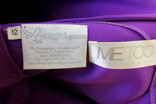 Metoo Purple Stap Bridesmaid Dress Font Bow and Crystals Size 12 Lace Up Back