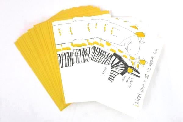 Set of 15 Wild Party Animal Birthday Gathering Invitations Giraffe Zebra Hippo