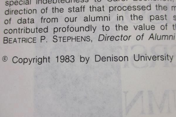 Vintage 1983 Denison University Alumni Directory