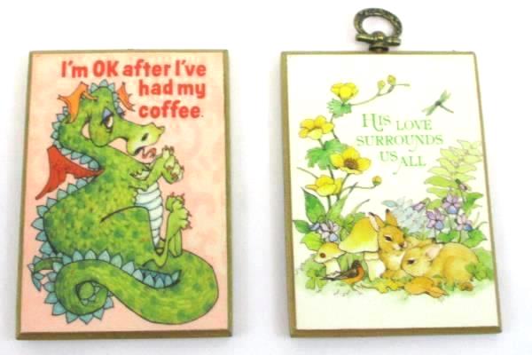 Lot of 2 Vintage Retro Small Wall Hang ~ His Love Surrounds Us