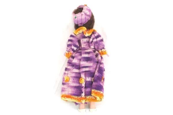 Vintage ATC Doll Purple Handmade Crochet Dress & Bloomers with Hat Sleepy Eyes