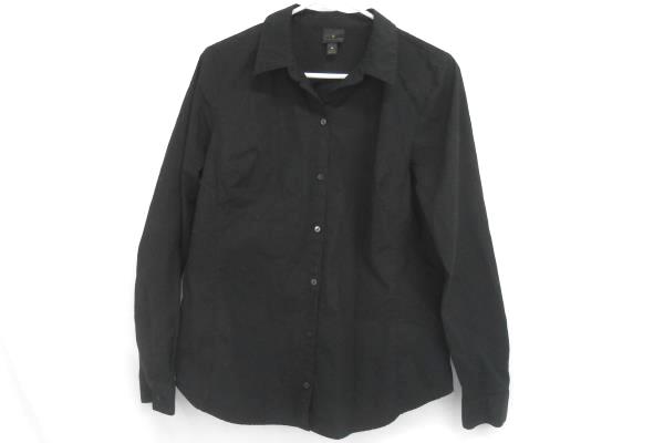 Worthington Women's 14 Black Button Down Dress Shirt Geometric Infinity Scarf