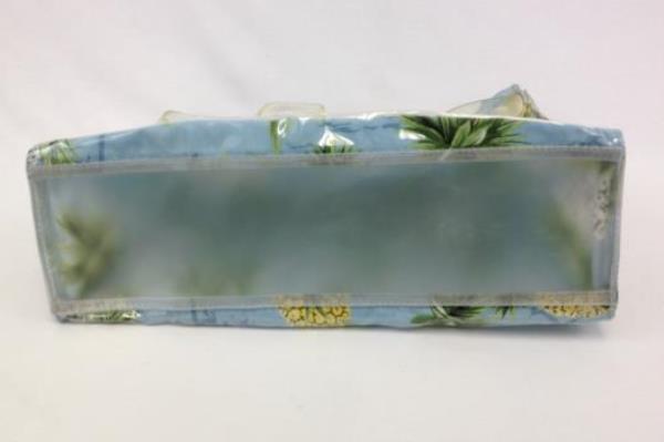 Large Clear Vinyl Pineapple Design Fabric Beach Tote Easy Fasten Closure