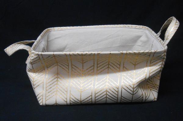 Gold Chevron Pattern Canvas Wall Art 24" x 12" w/ Matching Canvas Basket
