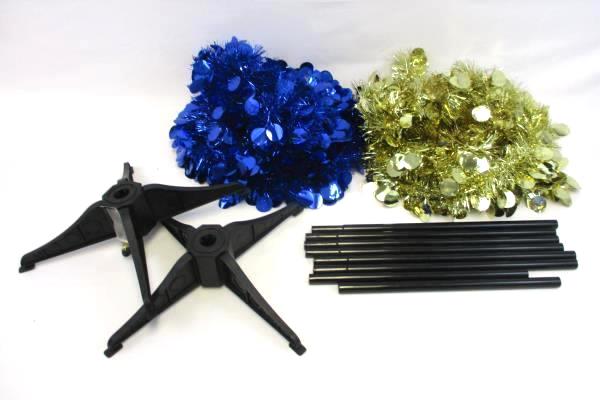 Pair of Two (2) 60" Gold and Blue Decorative Christmas Trees