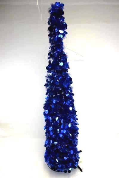 Pair of Two (2) 60" Gold and Blue Decorative Christmas Trees
