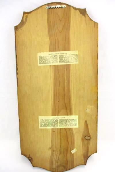 Set of 2 Wood Vintage Antique Car Plaque Wall Display Decoupage