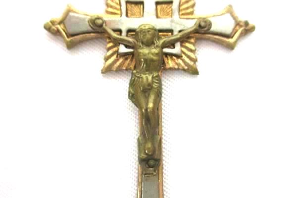 Vintage 3 Tone Silver Crucifix Jesus on the Cross Necklace Pendant