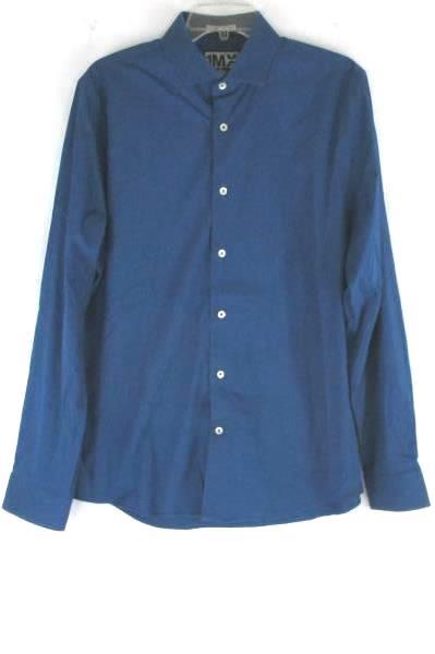 1MX Express Limited Edition Men's Blue Long Sleeve Fitted Button Up Shirt Size L