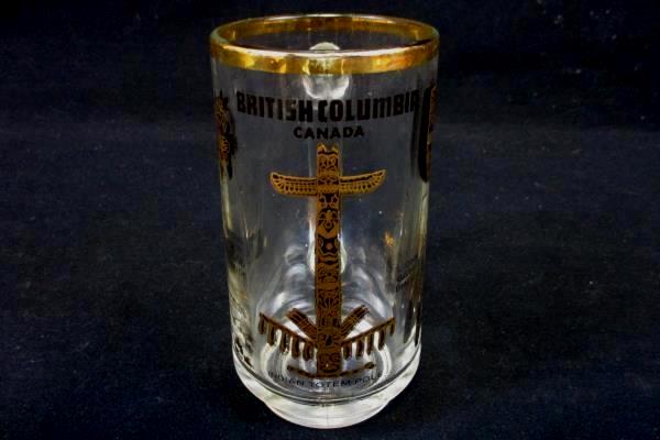 Vintage Canada British Columbia Indian Totem Pole Souvenir Glass Stein Mug