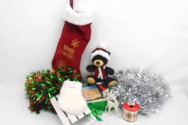 Mixed Lot of Christmas Holiday Decorations Box Garlands Deer Ribbon Santa Snow