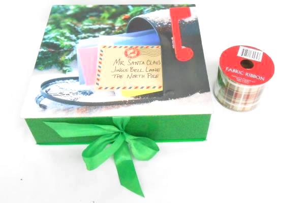 Mixed Lot of Christmas Holiday Decorations Box Garlands Deer Ribbon Santa Snow
