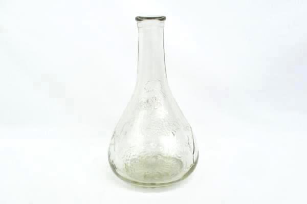 Set 4 Vintage Serving Dishes Clear Glass Grape Leaves Platter Decanter Compote