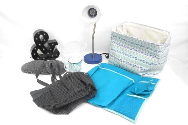 Lot of Dorm Room Supplies Tote Desk Lamp Organizer Basket Shower Caddy Decor