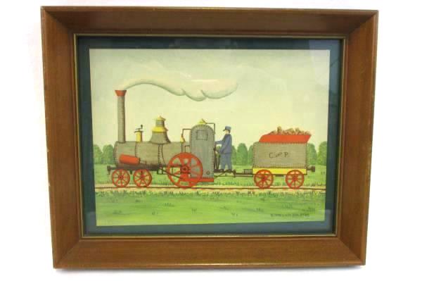 Vintage E Melvin Bolstad Folk Art Framed Prints Set Of Two Rapid Transit C & P