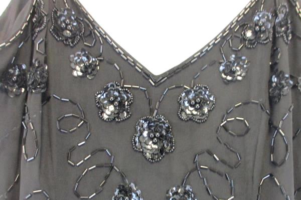 NWT Meier & Frank Black Rampage 100% Silk Beaded Sequin LBD Evening Gown Dress 5