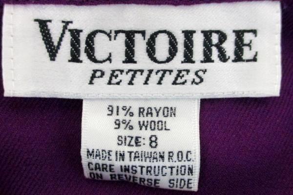 Victoire Petites Wool Blend Eggplant Long Sleeve Bow Detail Button Front Women 8