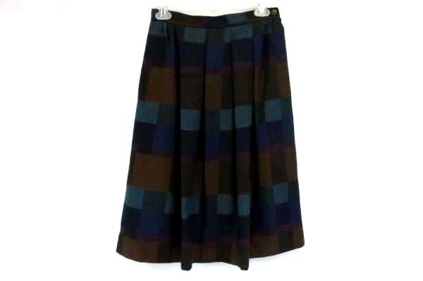Victoire Petites Wool Blend High Waisted Patchwork Pleated Skirt Modest Women 10
