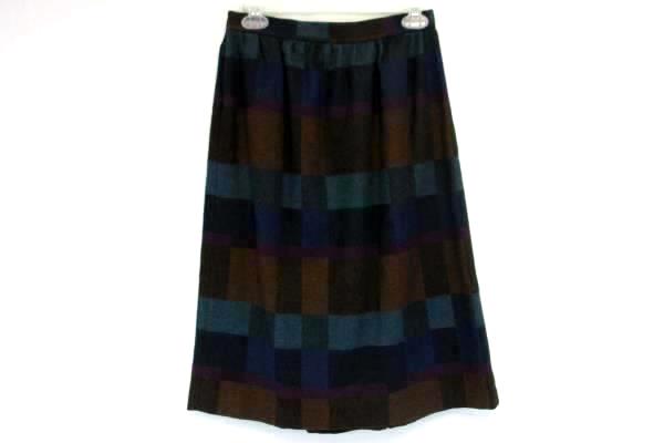 Victoire Petites Wool Blend High Waisted Patchwork Pleated Skirt Modest Women 10