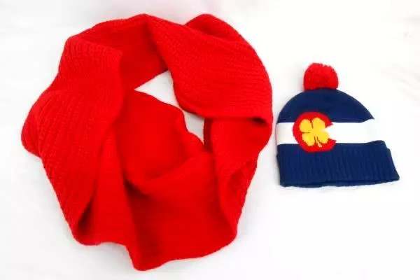 J Crew Bright Red Cable Knit Infinity Scarf And Knit Beanie Cap Hat Winter