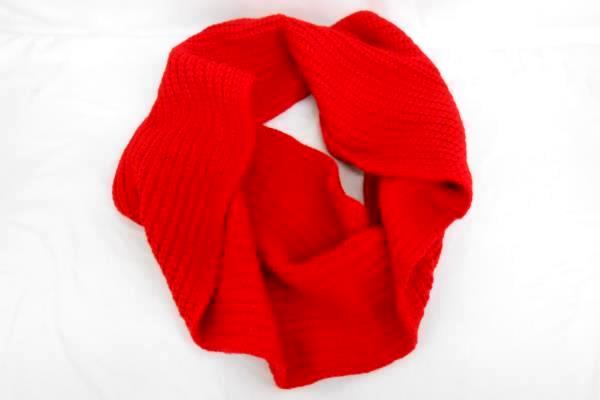 J Crew Bright Red Cable Knit Infinity Scarf & Knit Beanie Cap Hat Winter