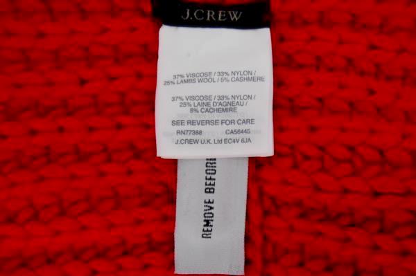 J Crew Bright Red Cable Knit Infinity Scarf & Knit Beanie Cap Hat Winter
