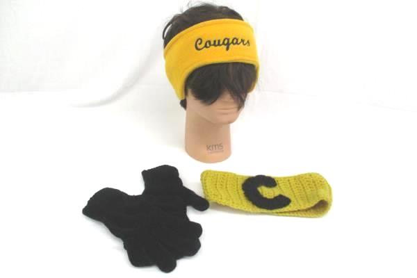 Lot of Women Accessories Yellow Cougars Head Warmer Ear Muff Wrap & Gloves