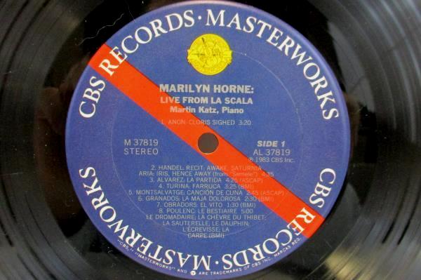 MARILYN HORNE LIVE AT LA SCALA 33 RPM LP VINYL M37819 CBS MASTERWORKS