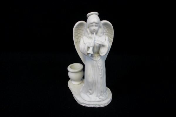 Set Of 2 Flintlock Inc. 1991 Angels With Harp Horn Taper Candles 7"