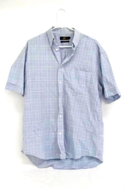 New Man Pure Cotton Short Sleeve Blue Plaid Button Front Shirt Men's Size 4