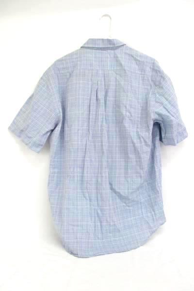 New Man Pure Cotton Short Sleeve Blue Plaid Button Front Shirt Men's Size 4