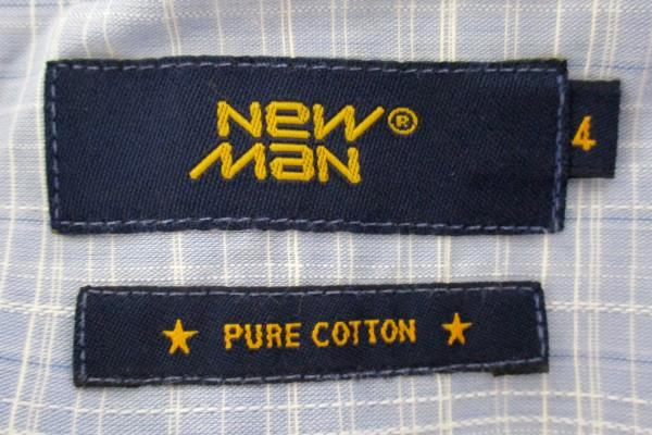 New Man Pure Cotton Short Sleeve Blue Plaid Button Front Shirt Men's Size 4