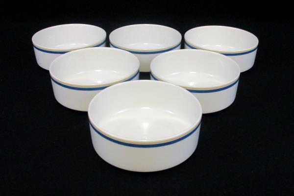 Set of 6 Villeroy & Boch Carrousel Blue Gold Bands Fruit Dessert Sauce Bowl