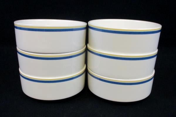 Set of 6 Villeroy & Boch Carrousel Blue Gold Bands Fruit Dessert Sauce Bowl