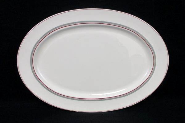 Villeroy & Boch Dinnerware Carrousel Gray Maroon Bands Oval Platter Discontinued