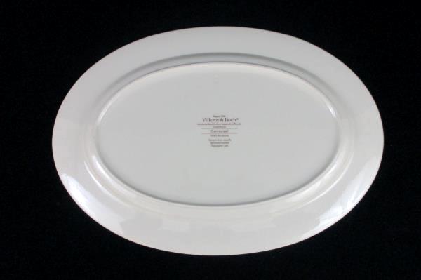 Villeroy & Boch Dinnerware Carrousel Gray Maroon Bands Oval Platter Discontinued