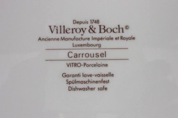 Villeroy & Boch Dinnerware Carrousel Gray Maroon Bands Oval Platter Discontinued