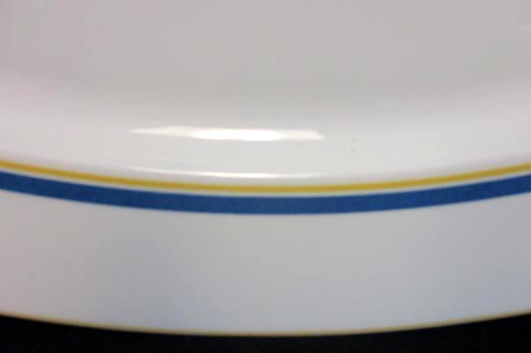 Villeroy & Boch Dinnerware Carrousel Blue Gold Bands Oval Platter 14"