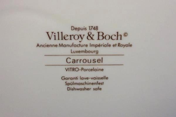 Villeroy & Boch Dinnerware Carrousel Blue Gold Bands Oval Platter 14"
