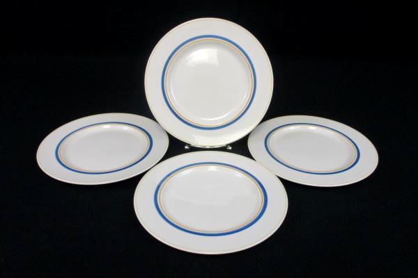 Set of 4 Villeroy & Boch Carrousel Blue Gold Bands Bread & Butter Plates