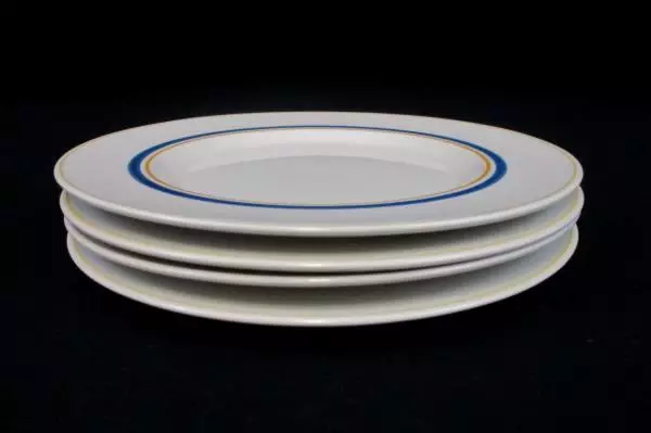 Set of 4 Villeroy & Boch Carrousel Blue Gold Bands Bread & Butter Plates