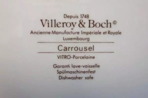 Set of 4 Villeroy & Boch Carrousel Blue Gold Bands Bread & Butter Plates