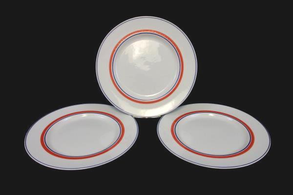 Set of 3 Villeroy & Boch Carrousel Blue Orange Bands Bread & Butter Plates