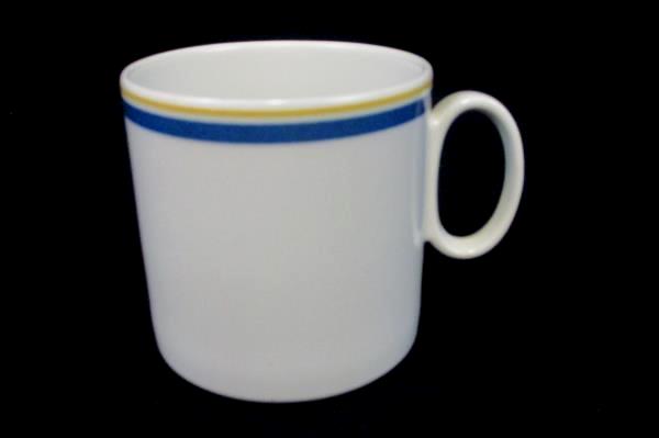 Set of 6 Villeroy & Boch Tea Cups Carrousel Blue Gold Bands Espresso Demitasse