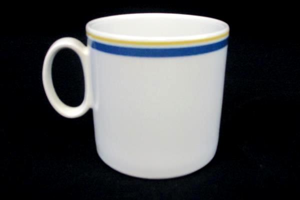 Set of 6 Villeroy & Boch Tea Cups Carrousel Blue Gold Bands Espresso Demitasse
