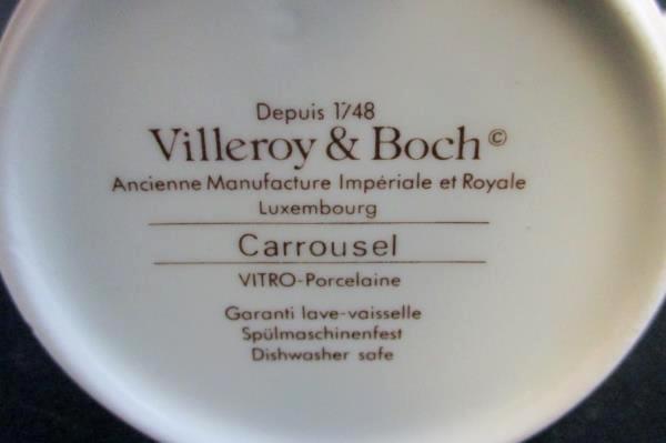 Set of 6 Villeroy & Boch Tea Cups Carrousel Blue Gold Bands Espresso Demitasse