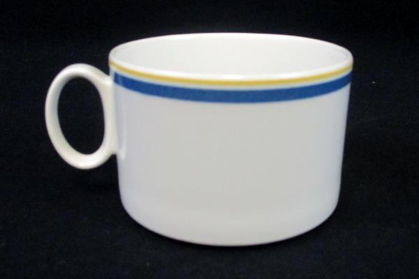 Set of 6 Villeroy & Boch Carrousel Blue Gold Bands Flat Coffee Tea Cups