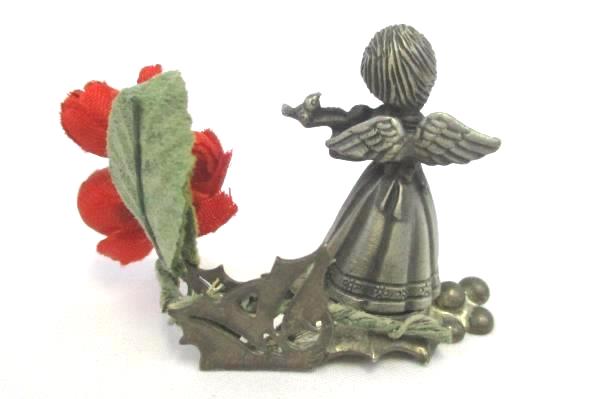 Fort Pewter Christmas Angel Place Card Holder Violin Miniature